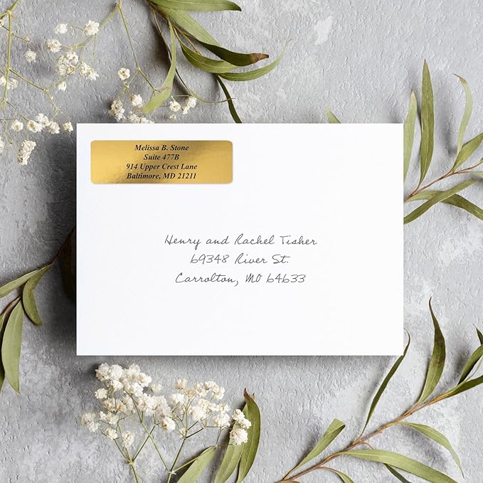 Gold Foil Personalized Return Address Labels Without Dispenser - Roll of 250 Custom Stickers-DeskLoop Office