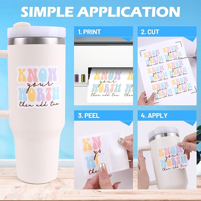 TECKWRAP Printable Vinyl Sticker Paper for Inkjet Printer, Matte Inkjet Printable Vinyl, 8.26" x 11.69" A4 56 Sheets/Pack Photo Paper for Craft Scrap-Booking, Stickers, Labels-DeskLoop Office