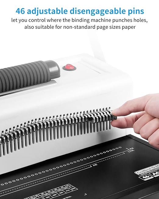 MAKEASY Spiral Coil Binding Machine with 46 Fully Disengaging Pins - Electric Coil Inserter - Adjustable Side Margin, Comes with Free 1 Box Coil Spines & Plier, 20 Sheet Punch Capacity-DeskLoop Office