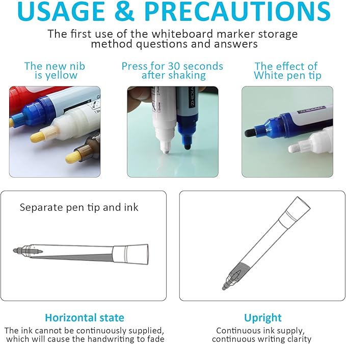 White Dry Erase Markers for Black Glass Board, 2-in-1 Premium Reversible Dual Tip - Bullet & Fine Point, Erasable Blackboard Chalkboard Liquid Chalk Markers Pens, 10 Pack-DeskLoop Office