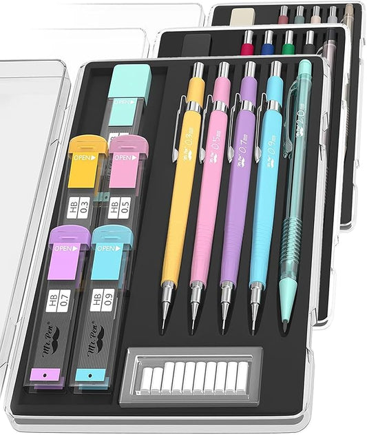 Mr. Pen- Pastel Mechanical Pencil Set with Lead and Eraser Refills, 5 Sizes, 0.3, 0.5, 0.7, 0.9, 2mm, Mechanical Pencils for Drawing and Sketching, Cute Pencils, Mechanical Pencil-DeskLoop Office