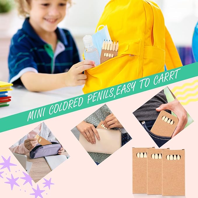 Faccito 150 Packs Mini Drawing Colored Pencils for Kids 3.5 Inch Portable Short Fat 6 Different color Pre Sharpened Pencils in Bulk for Children Painting Classroom School Supplies-DeskLoop Office