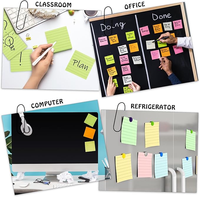 Fainne 120 Pack Sticky Notes 3x3 Bulk Back to School Supplies Self Stick Note Pads Lined Adhesive Paper Memo Colorful Gifts for First Day of School Student Teacher Office, 50 Sheets/Pad-DeskLoop Office