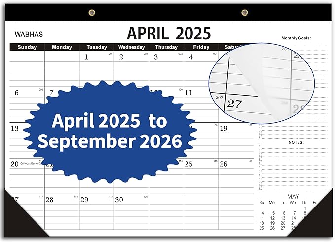 Desk Calendar 2025-2026,April 2025 to September 2026-Calendar 2025-2026 -18 Months,Desk Calendar 2025-2026 with to-do List,Thick Paper,17" x 12" For Planning.-DeskLoop Office