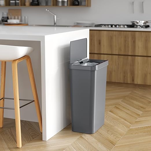 iTouchless Prime 13.2 Gallon Sensor Trash Can, Slim and Space-Saving, Durable Dent-Proof Construction, Automatic Bin Gray Color Great for Kitchen, Home, Office, Business, Garage, Plastic-DeskLoop Office