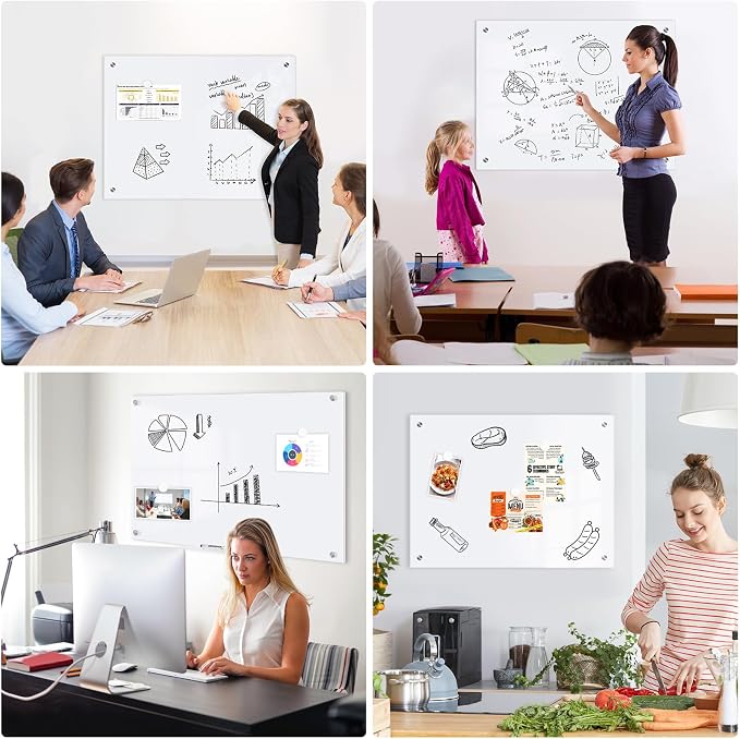 Magnetic Glass Whiteboard, Frameless White Board - Image 8