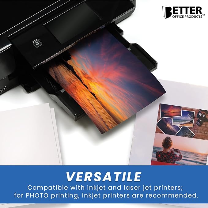 Better Office Products Glossy Photo Paper, 8.5 x 11 Inch, 30 Sheets, 200 gsm, Letter Size, 30-Count Pack-DeskLoop Office