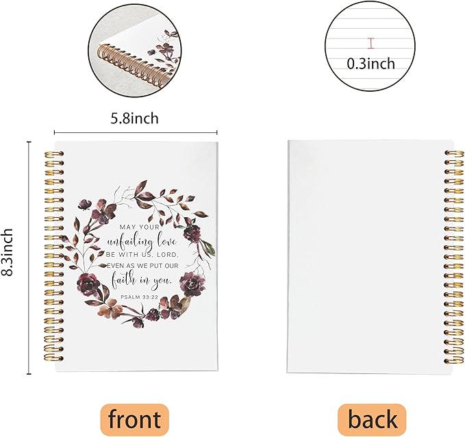 VNWEK Bible Christian Spiral Notebook Journal - Christian Notebook for Women, Christian Art Gifts, Bible Gifts, 5.5x8.3 Notebook Spiral Bound with Writing Pads-DeskLoop Office
