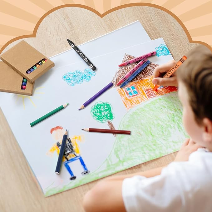 100 Sets Bulk Back to School Supplies, Colored Pencils Pre-Sharpened and Crayons Holiday Bundle in Box Mini Pencils Crayons Bulk Classroom Teacher Supplies, Cute Back to School Gifts-DeskLoop Office