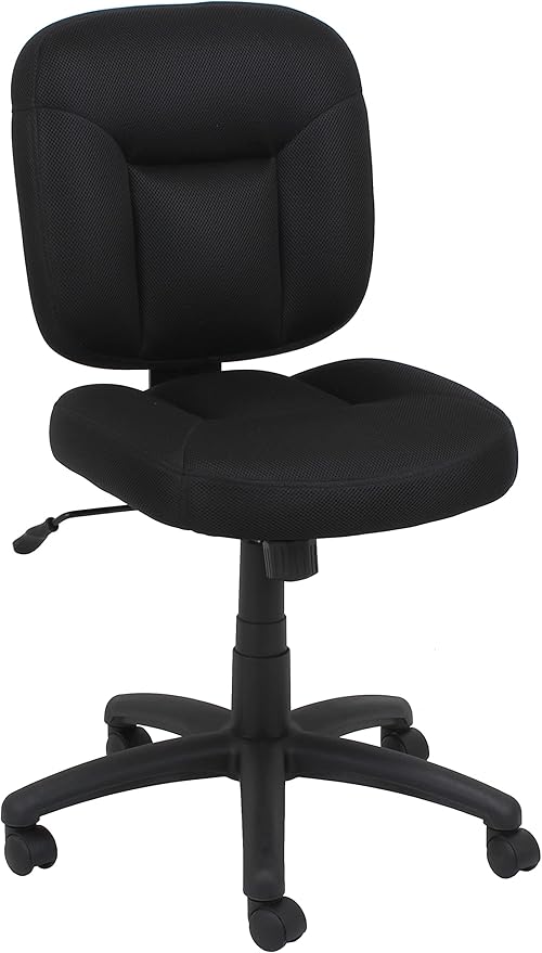 Amazon Basics Low-Back Office Desk Chair, Adjustable Height, 360 Degree Swivel, Fabric Upholstery, Black-DeskLoop Office