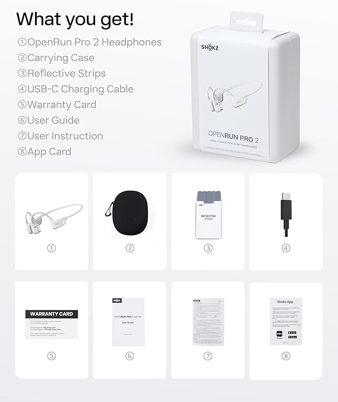 SHOKZ New OpenRun Pro 2 - Open-Ear, Bone Conduction Sport Headphones - with Reflective Strip - Sweat Resistant, Workout Headphones - Secure, Wireless, Comfortable Fit-Deep Bass and Smart Mic App-DeskLoop Office