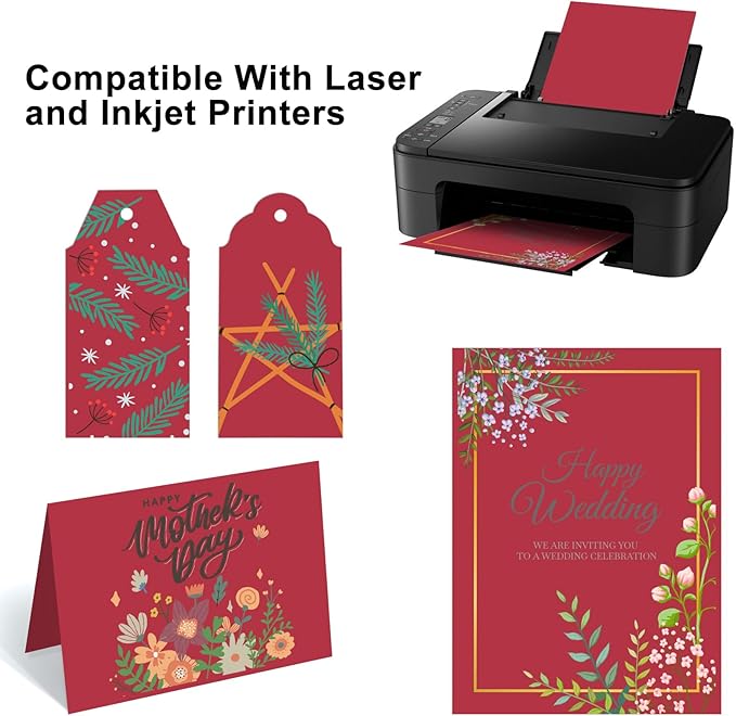 OcePor 100 Sheets Valentine's Day Red Cardstock Paper, Colored Printer Paper 8.5 x 11, Card Stock Thick Construction for Craft,Scrapbook,Office Printing, Invitations, Certificates,92 lb/250gsm-DeskLoop Office