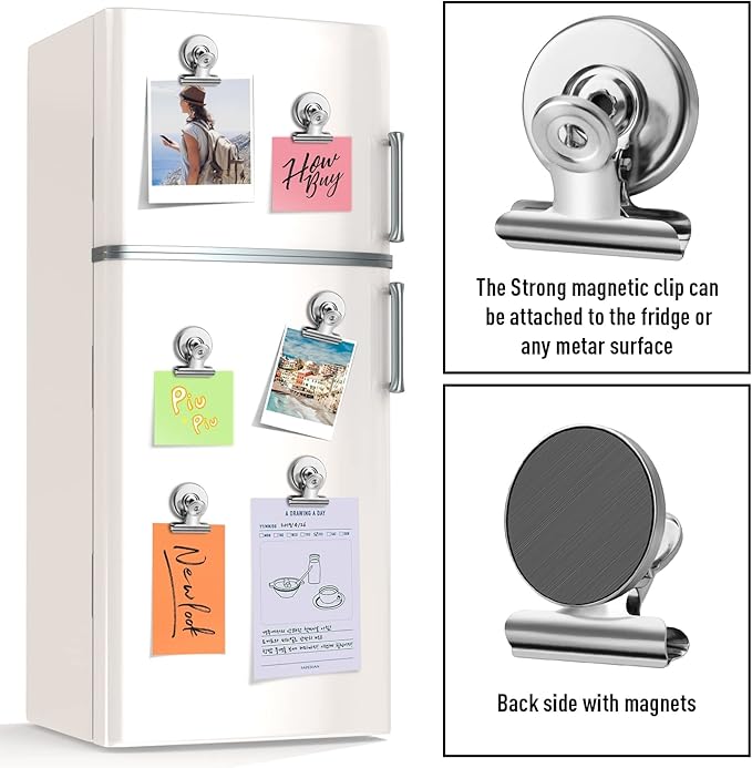 FINDMAG 20 Pack Magnetic Clips Fridge Magnets, Heavy Duty Refrigerator Magnet Clips Whiteboard Magnet, Strong Clips Magnets Scratch Free Metal Magnet Clips for Fridge, Whiteboard, Kitchen, Office-DeskLoop Office