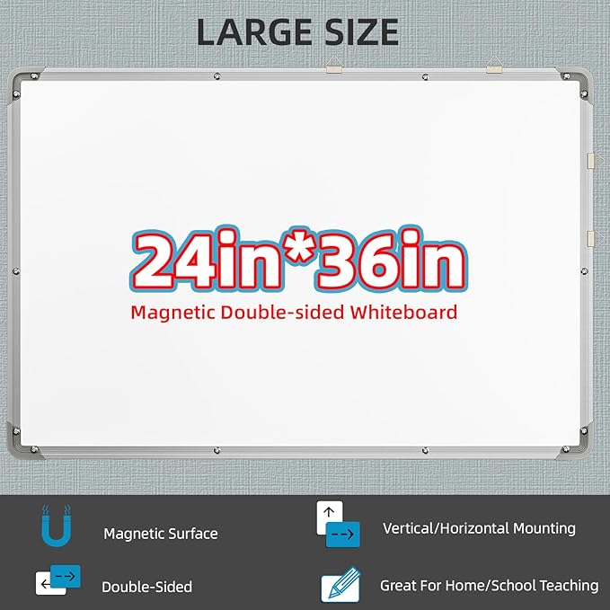 Polegas 24" X 36" Magnetic Dry Erase Board Whiteboard with Lines, Wall Hanging Monthly Calendar to Do List Schedule Board-DeskLoop Office