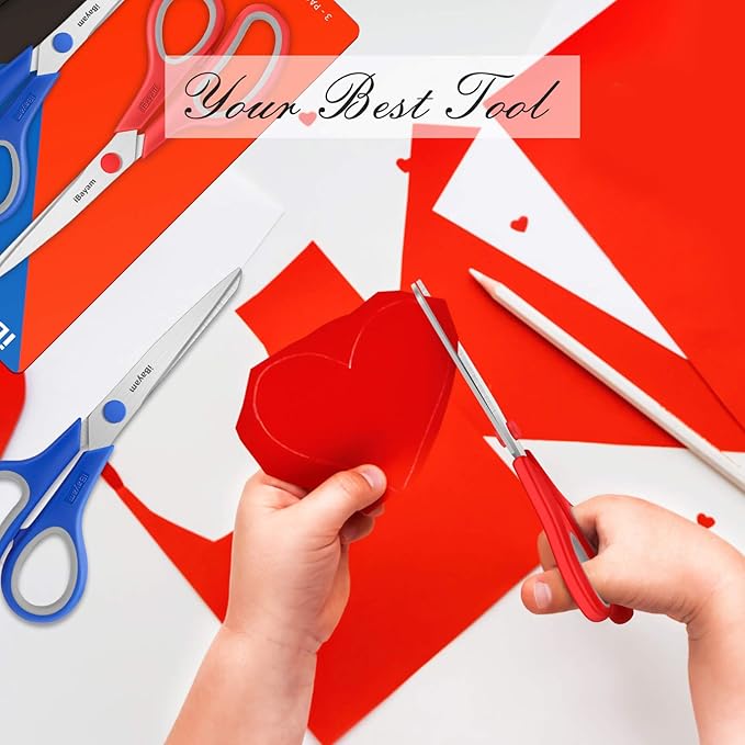 Scissors, iBayam 8" All Purpose Scissors Bulk 3-Pack, Ultra Sharp 2.5mm Thick Blade Shears Comfort-Grip for Office Desk Accessories Sewing Fabric Home Craft School Supplies, Right/Left Handed-DeskLoop Office