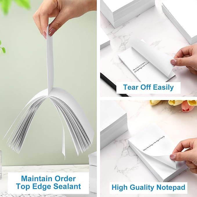 Fainne 3 x 5 Inch Paper Note Pads White Memo Pad Blank Writing Memo Scratch Paper for Waitress Waiter Book to Do Grocery List Small Notebook Restaurant Checkbook, White(90 Pack)-DeskLoop Office