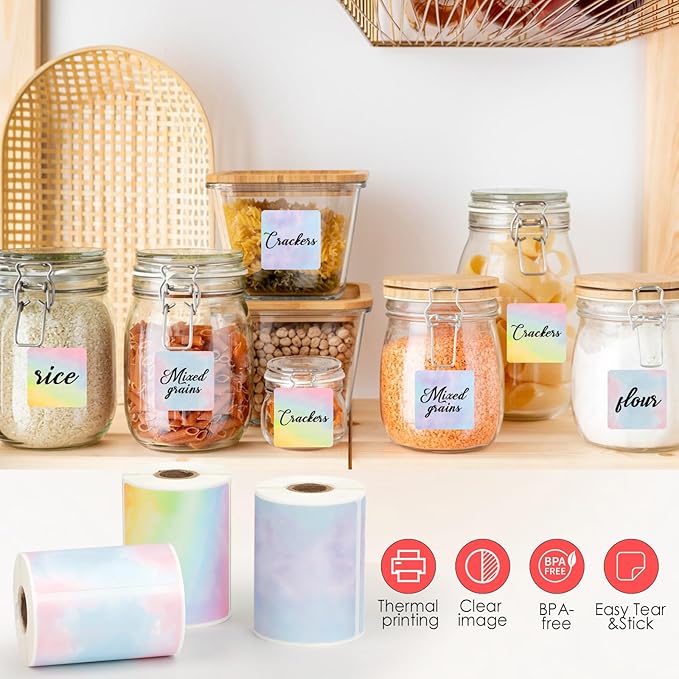 HuiJuKeJi 3 Rolls Thermal Square Label Paper,1.96 "x1.96 Gradient Label Maker Sticker for Phomemo M220/M200/M221/M110 Printer,Multi-Purpose Self-Adhesive Waterproof Labels for Barcode,DIY,Logo,Thanks-DeskLoop Office