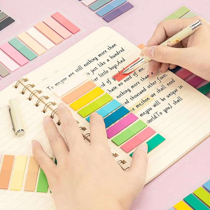 3200Pcs Books Tabs for Annotating, Sticky Tabs, Sticky Notes, Morandi Page Markers, Multi-Colored Writeable and Repositionable Book Flags Strip (3200Pcs)-DeskLoop Office