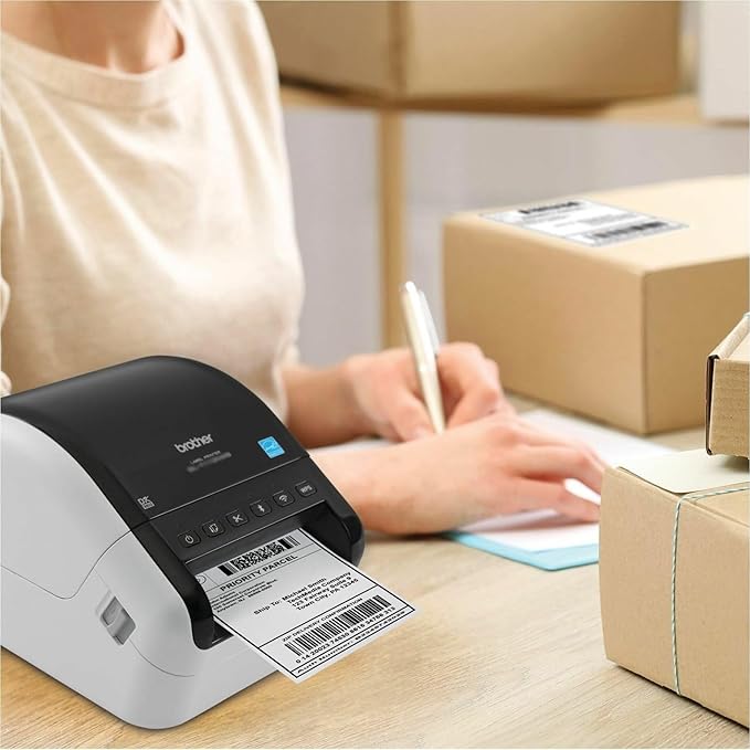 Brother QL-1100 Wide Format, Postage and Barcode Professional Thermal Monochrome Label Printer, Black-DeskLoop Office