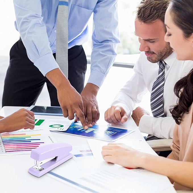 Deli Stapler, Desktop Staplers with 640 Staples, Office Stapler, 25 Sheet Capacity, Purple-DeskLoop Office