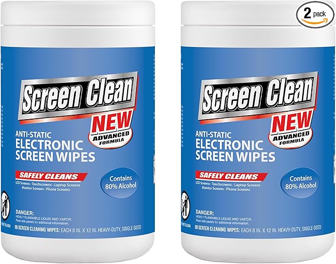 Zenex Screen Clean Anti-Static Electronic Screen Wipes - Single Sided Non-Abrasive Towels | For TV, Phones, Monitors | Quick Dry & Streak-Free | Prevents Static Build-up (2 Pack | 180 Sheets Total)-DeskLoop Office