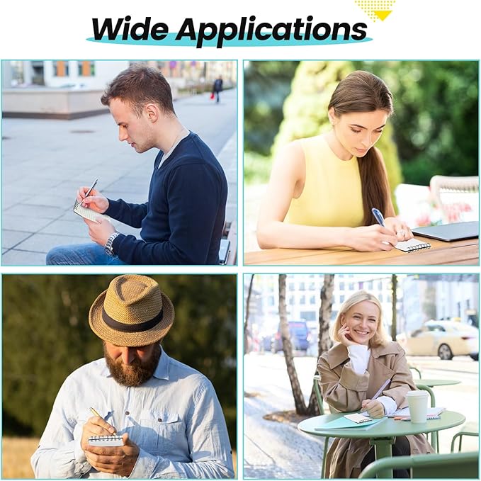 12 Pack Waterproof Pocket Notebooks, 3x5 Small Notepads, Mini Top Spiral Notebook, Lined College Ruled Paper, Tiny Memo Pads for Home, Office, Work, School, or Travel-DeskLoop Office