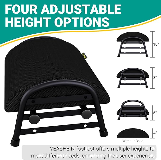 Foot Rest for Under Desk at Work, Adjustable Height Office Footrest for Leg Support, Memory Foam Foot Stool, Office Desk Accessories-DeskLoop Office
