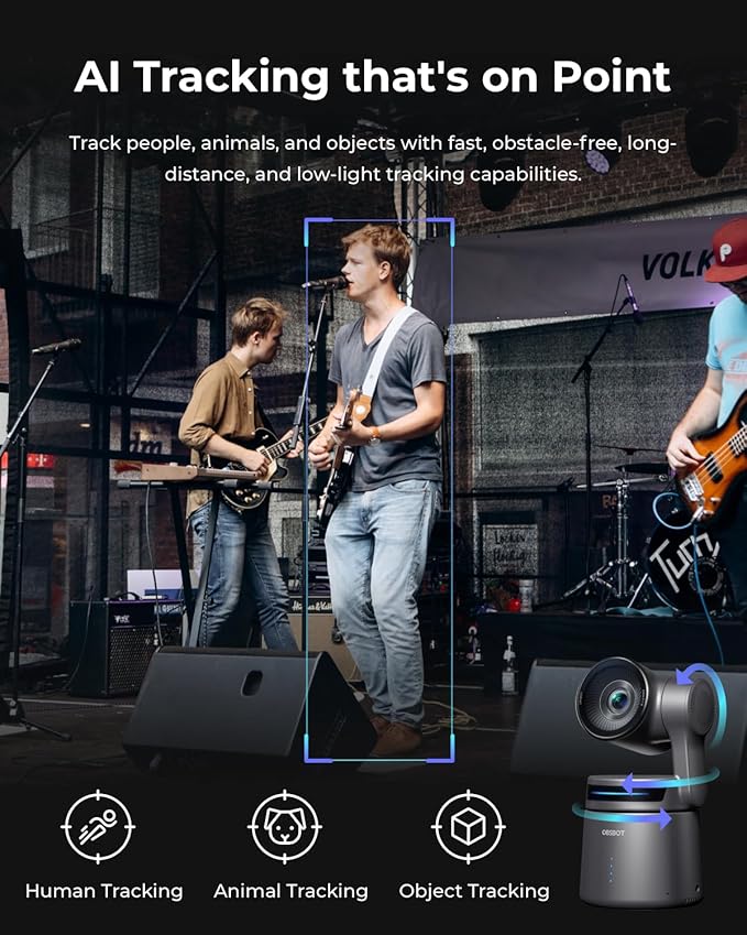 OBSBOT Tail Air & Smart Remote Combo, Streaming Camera with AI Tracking PTZ, Intelligent APP, Gesture Control, HDMI/USB-C/Wireless Webcam, Video Cameras for Filming, Worship, Content Creator, etc.-DeskLoop Office