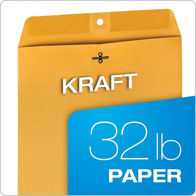 Quality Park 10 x 15 Clasp Envelopes, Clasp and Gummed Closures for Storing or Mailing, Heavy-Duty 32 lb Kraft Paper, 100 per Box (QUA37798)-DeskLoop Office