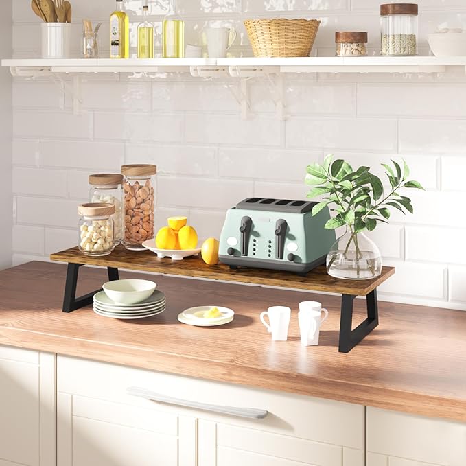 TEAMIX 31.5 inch Dual Monitor Riser for 2 Monitors, Long Monitor Stand Riser TV Stand Riser Monitor Stand for Desk Wood & Steel Desktop Riser Desk Organization Home Office-DeskLoop Office