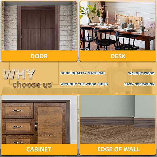 GSCIT Club Walnut Wallpaper, 2.4 inch X 25ft Self Adhesive Wood Grain Repair Tape Walnut Repair Patch for Tables, Chairs, Baseboards, Doors, Windows, Floors, Handicraft DIY.-DeskLoop Office