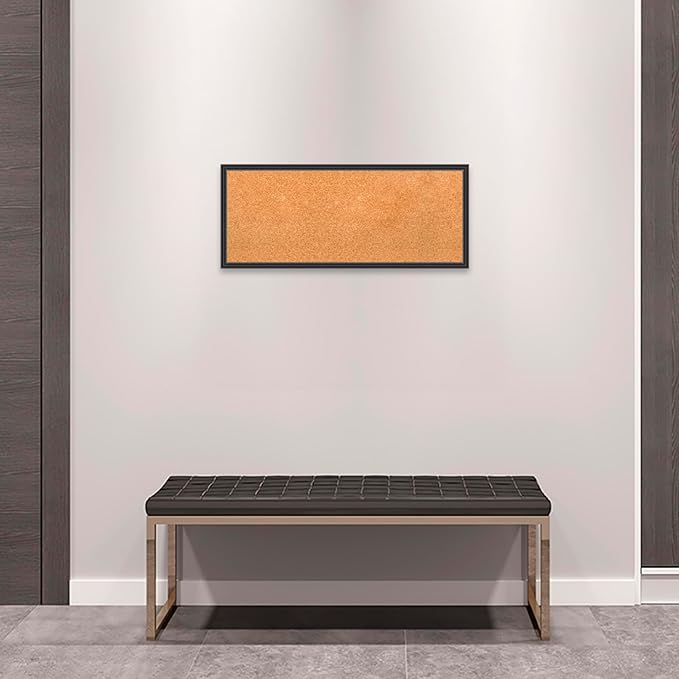 Amanti Art Natural Cork Board for Wall, 13x31 Vision Board with Black Wood Frame, Medium Corkboard Office Decor for Home Organization, Traditional Corkboard Pinboard to display items for home-DeskLoop Office