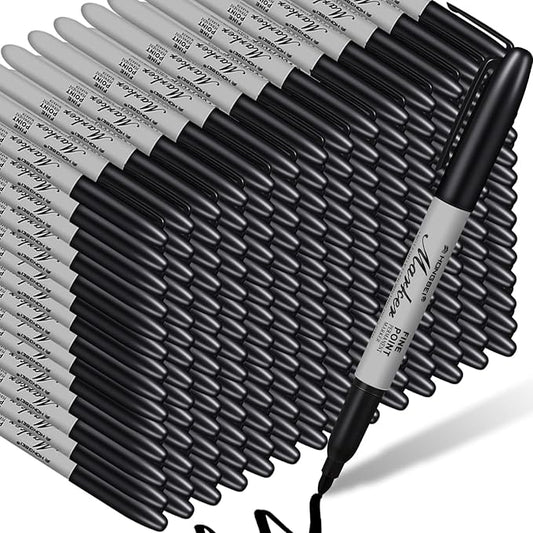 Thenshop 500 Pack Permanent Markers Bulk Black Permanent Marker Set Fine Point Pens Work on Wood, Metal, Stone, Glass-DeskLoop Office