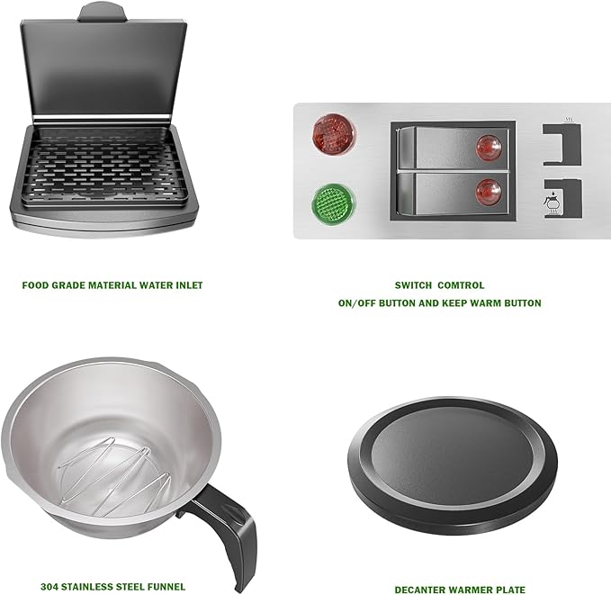 12-Cup Coffee Maker 1.8L Commercial Drip Coffee Maker Pour Over Coffee Machines with 2 Glass Carafes and 2 Warmers Plate Stainless Steel Coffee Brewer for Cofe Bar and Restaurant-DeskLoop Office