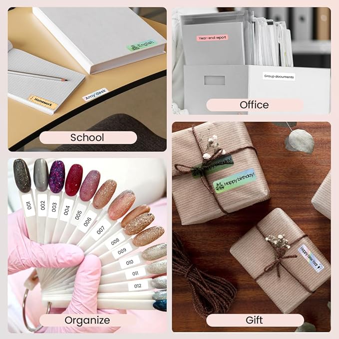 Phomemo D30 Label Maker Machine with 3 Tapes - White Clear Gold Labels, Portable Handheld Bluetooth Mini Label Maker Printer, Multiple Templates for Smartphone Thermal Small Label Printer Rechargeable-DeskLoop Office