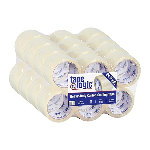 Tape Logic 3" x 55 yds Acrylic Packing Tape 3.5 Mil, Clear (24-Pack) Heavy Duty Packing Tape Rolls for Sealing Boxes at Home, Warehouse, & Office, Supplies for Packaging, Shipping, Moving-DeskLoop Office