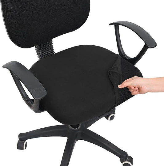 Smiry Printed Office Computer Chair Seat Covers, Stretch Fit Universal Desk Rotating Chair Cover Washable Removable Seat Cushion Protectors - Black-DeskLoop Office