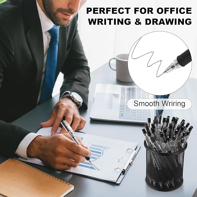200 Pack Black Gel Ink Pens Bulk, 1.0mm Retractable Click Point Ballpoint Pens Smooth Writing with Comfortable Grip for Back to School Office Classroom Business Home Work Supplies-DeskLoop Office