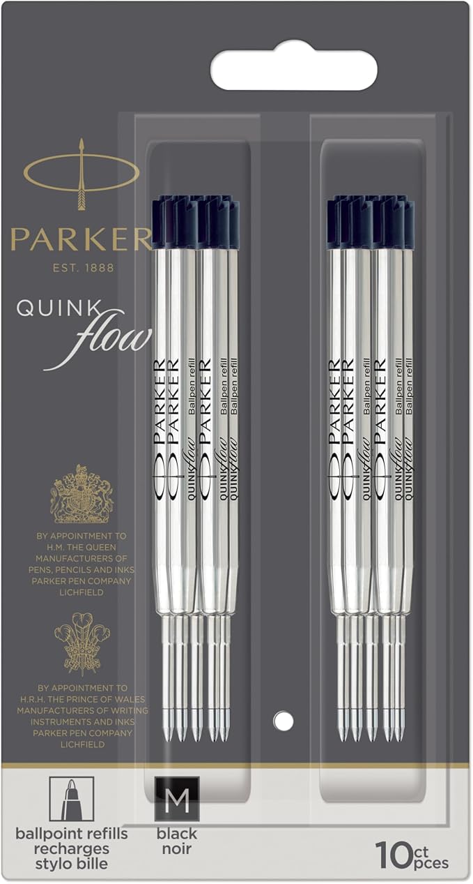 Parker QUINKflow Authentic Black Ink Refills, Medium Point, - Image 8