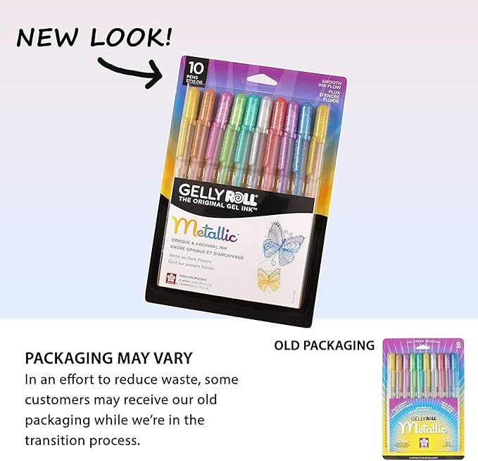 SAKURA Gelly Roll Metallic Gel Pens - Pens for Scrapbook, Journals or Drawing - Art Gifts, DIY Projects - Colored Metallic Ink - Medium Line - 10 Pack-DeskLoop Office