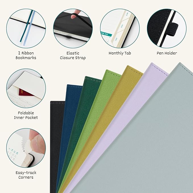 BEZEND Weekly Planner 2025-2026 with 2 Columns, 5.8" x 8.5" Academic Calendar 18 Months (Jul 25-Dec 26) Life Work Appointment Book with Monthly Tab, PU Leather Hardcover - Lilac-DeskLoop Office