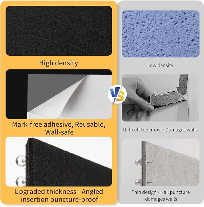 Smarpau Large Cork Board, Black Bulletin Board for Walls 48"x36", 12 Pack Pin Board Felt Wall Tiles with 35 Pushpins 50 Removable Security Stickers, Cork Boards for Office Home Decoration-DeskLoop Office