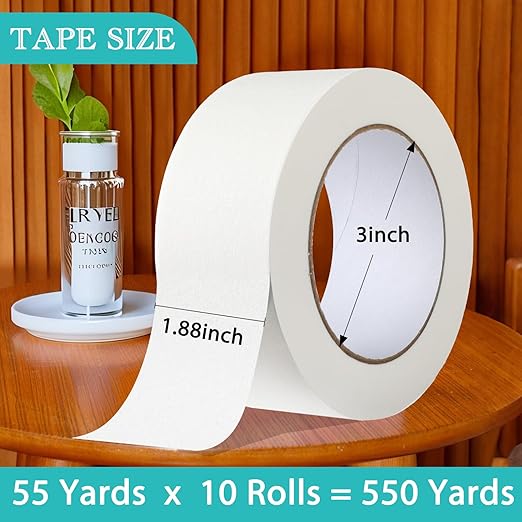 GEYYANG White Masking Tape Bulk 10 Pack, 2 inch White Painters Tape for Painting, Crafts, Home & Office, Multi-Surface Adhesive Artist Tape (1.88inch x 55yards x 10 Rolls)-DeskLoop Office