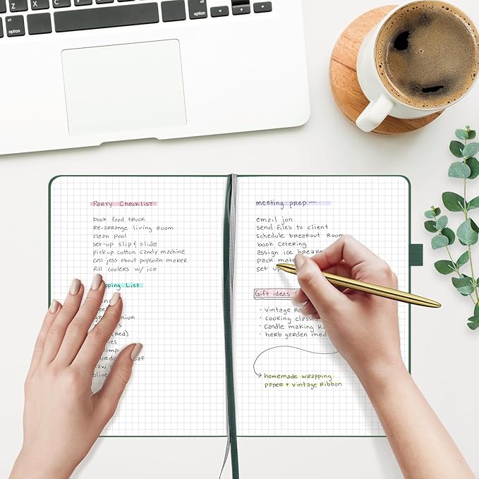 &And Per Se Graph Journal Notebook, 160 Pages, 5.7 x 8 inches College Ruled Thick Paper Notebook Journals for Writing, Grid Hardcover Notebook(1 Pack, green)-DeskLoop Office