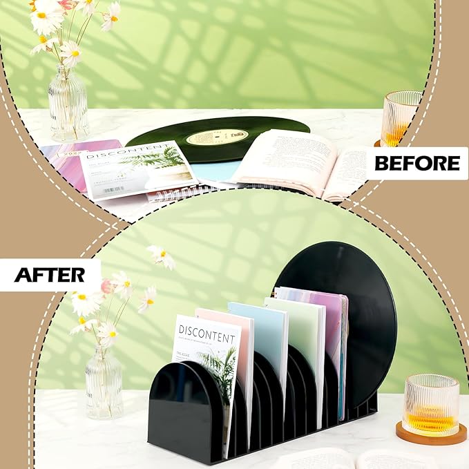 Ctosree Acrylic File Organizer for Desk Vertical 15 Compartments File Sorter Mail Organizer Desktop Countertop Folder Stand Racks for Office Home School Desk(Arch,Black)-DeskLoop Office