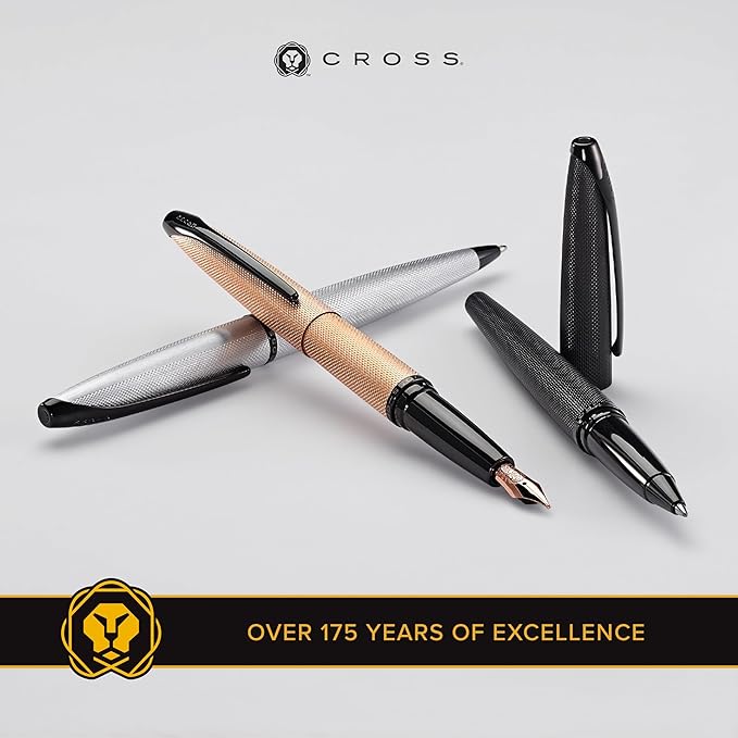 Cross ATX Refillable Rollerball Pen Presented in a Luxury Gift Box - Medium Point, Black Ink, Pure Chrome