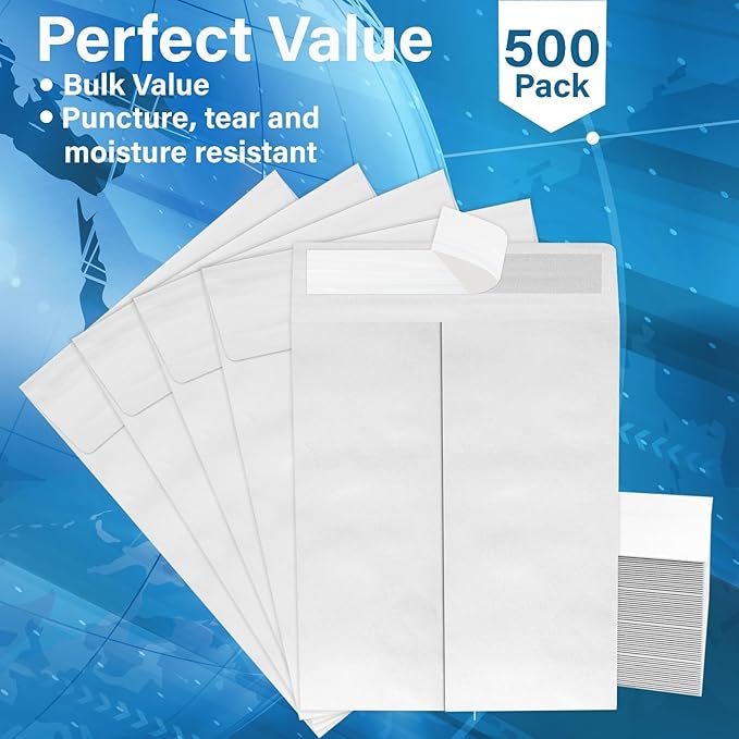 10x13 Envelopes, Catalog Envelopes 10x13, Catalog Mailer, Catalog Envelopes, Self Sealing Closure, Strong Material, 14 lb., Puncture, Tear & Moisture Resistant (500 Pack)