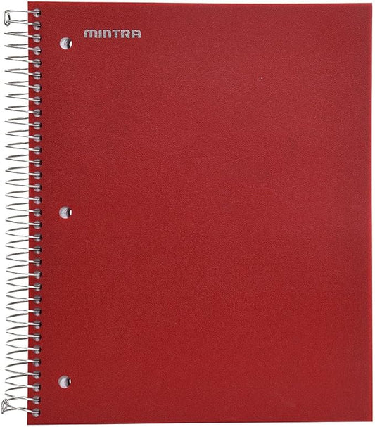 Mintra Office Durable Spiral Notebooks, 5 Subject (Chili Oil, College Ruled 1pk)-DeskLoop Office