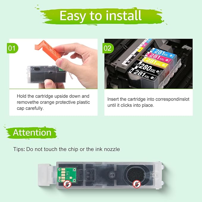 280XXL 281XXL Ink Cartridges Replacement for Canon PGI-280XXL CLI-281XXL Compatible for PIXMA TR7520 TR8520 TS6120 TS6220 TS8120 TS8220 TS9120 TS9520 TS6320 TS9521C Printer (5 Pack)-DeskLoop Office