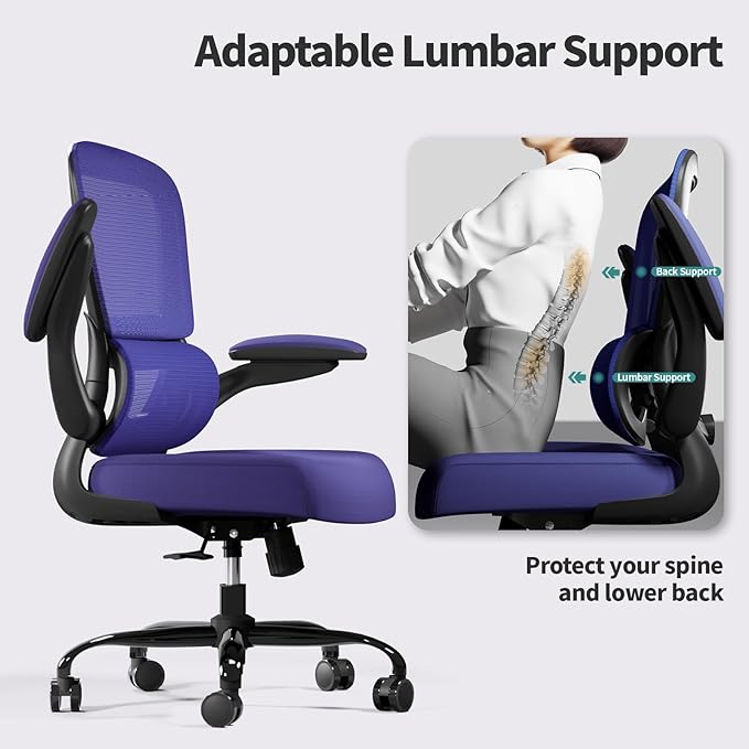 Office Chair - Ergonomic Desk Chair with Adjustable Lumbar Support, Mesh Computer Chair, Executive Chair for Home Office Comfortable Lumbar Support (Violet)-DeskLoop Office